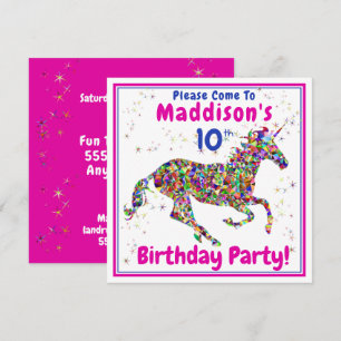 Invitation Fête d'anniversaire de la licorne de l'enfant