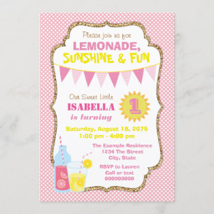 Invitation Fête d'anniversaire de la limonade rose