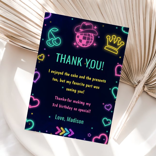 Invitation Fête d'anniversaire de la lueur du néon (Créateur téléchargé)