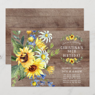 Invitation Fête d'anniversaire de la marguerite de tournesol 