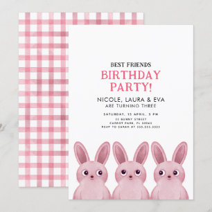 Invitation Fête d'anniversaire de la meilleure amie avec troi