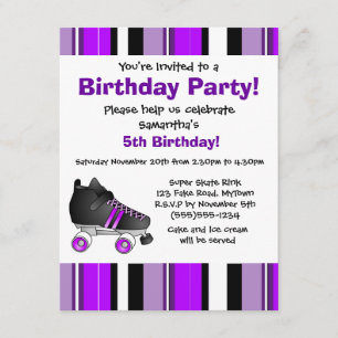 Invitation Fête d'anniversaire de la patinée à roulettes - Ba