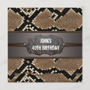 Invitation Fête d'anniversaire de la peau de serpent en cuir