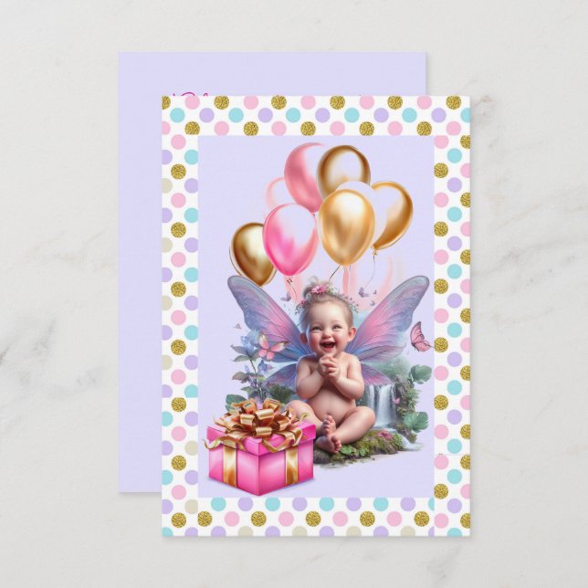 Invitation Fête d'anniversaire de la petite fille (Devant / Derrière)