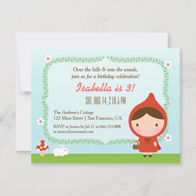Invitation Fête d'anniversaire de la petite fille de la chape (Devant)