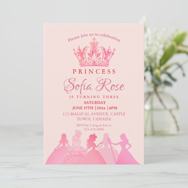 Invitation Fête d'anniversaire de la petite princesse Crown (Debout devant)