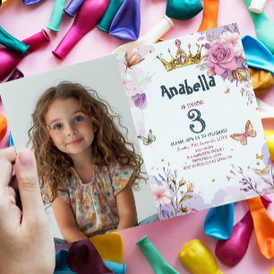 Invitation Fête d'anniversaire de la petite princesse Floral