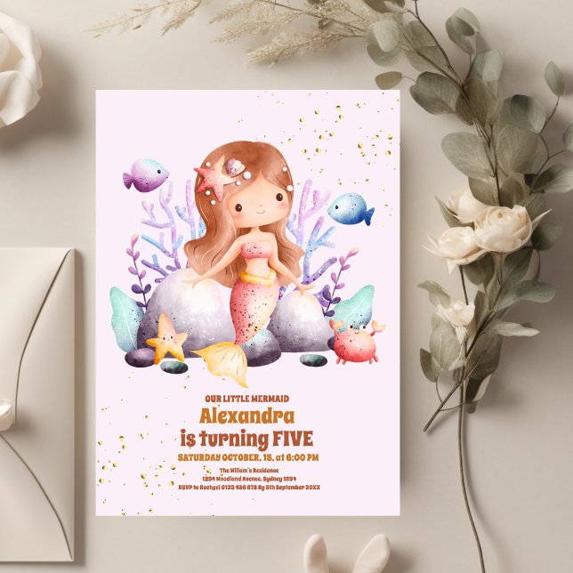 Invitation Fête d'anniversaire de la petite sirène (Créateur téléchargé)