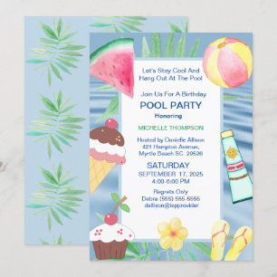 Invitation Fête d'anniversaire de la piscine