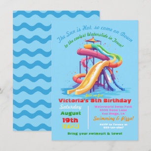 Invitation Fête d'anniversaire de la piscine à toboggan color