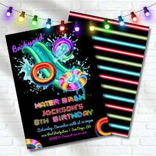 Invitation Fête d'anniversaire de la piscine à toboggan de Ne
