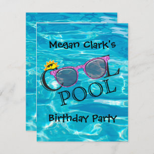 Invitation Fête d'anniversaire de la piscine cool
