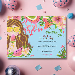 Invitation fête d'anniversaire de la piscine d'été de Hawaii 