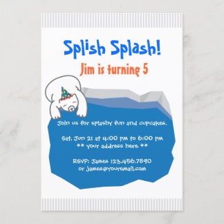 Invitation Fête d'anniversaire de la piscine d'ours polaire