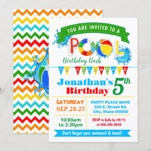Invitation Fête d'anniversaire de la piscine en été