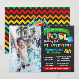 Invitation Fête d'anniversaire de la piscine photo de tableau