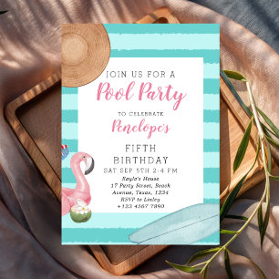 Invitation Fête d'anniversaire de la piscine pour filles