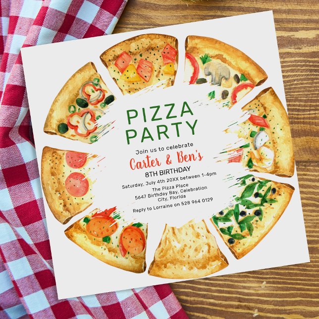 Invitation Fête d'anniversaire de la pizza moderne (Créateur téléchargé)