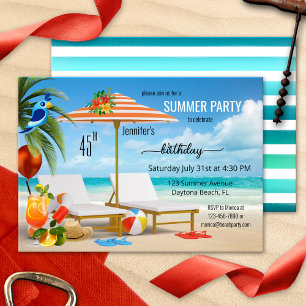 Invitation Fête d'anniversaire de la plage d'été tropicale