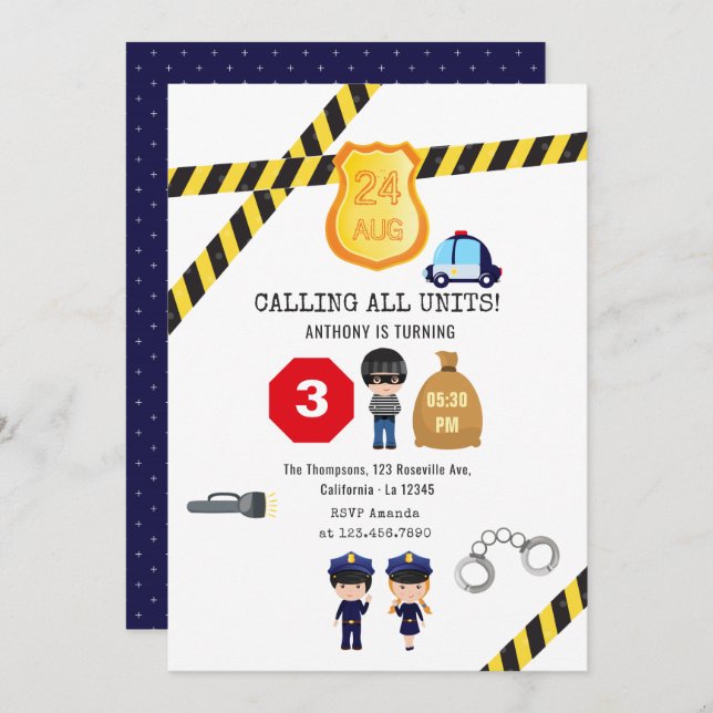 Invitation Fête d'anniversaire de la police (Devant / Derrière)