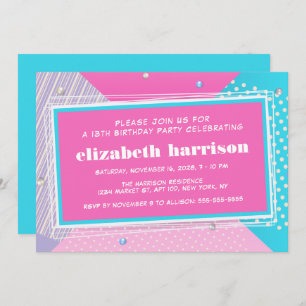 Invitation Fête d'anniversaire de la Pop Art de Retro 80