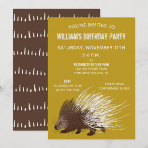 Invitation Fête d'anniversaire de la Porcupine Brown et mouta