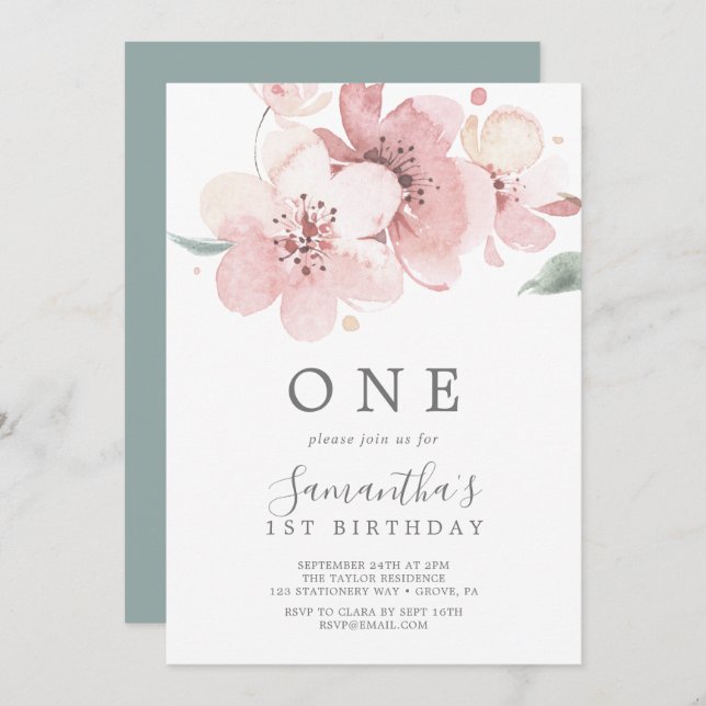 Invitation Fête d'anniversaire de la première floraison de ce (Devant / Derrière)