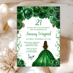 Invitation Fête d'anniversaire de la princesse aux cheveux br