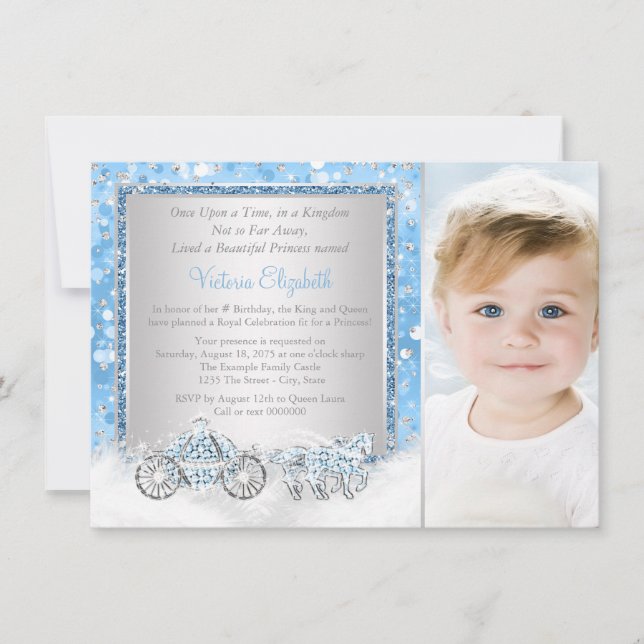 Invitation Fête d'anniversaire de la princesse Cendrillon (Devant)