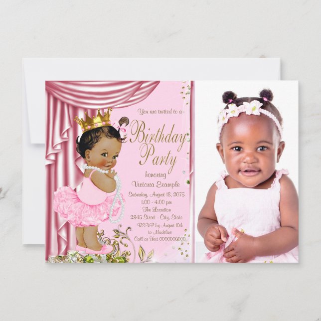 Invitation Fête d'anniversaire de la princesse ethnique Tutu  (Devant)