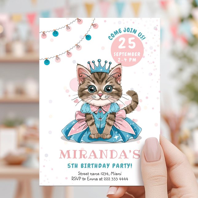 Invitation Fête d'anniversaire de la princesse Kitty Girl (Créateur téléchargé)