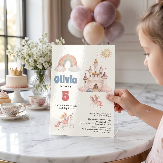 Invitation Fête d'anniversaire de la princesse licorne de con (Créateur téléchargé)