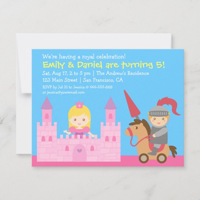 Invitation Fête d'anniversaire de la princesse mignonne et du (Devant)