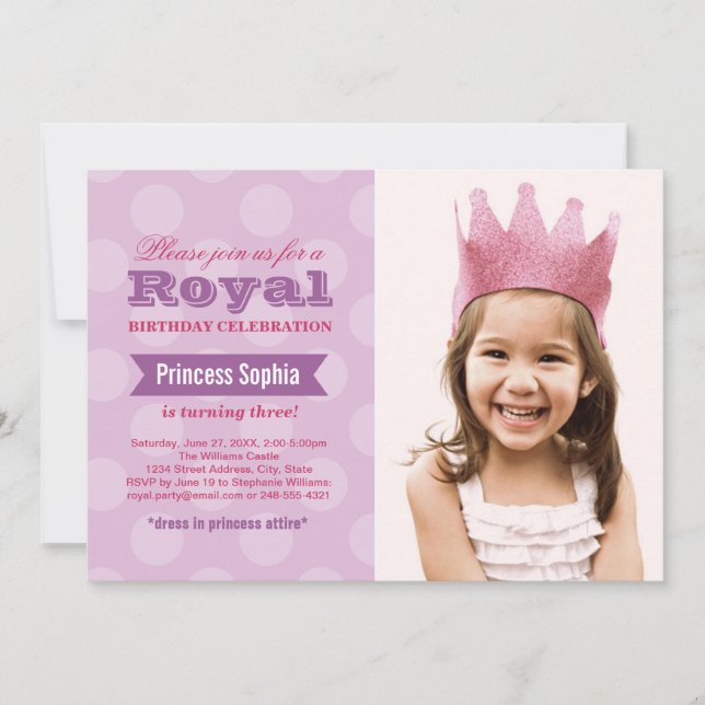 Invitation Fête d'anniversaire de la Royal Purple Princess (Devant)