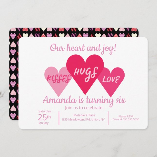 Invitation Fête d'anniversaire de la Saint-Valentin (Devant / Derrière)