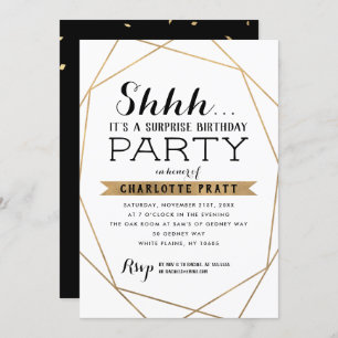 Invitation Fête d'anniversaire de la Shh Surprise Géométrique