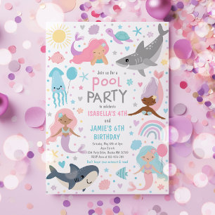 Invitation Fête d'anniversaire de la Sirène et de la piscine
