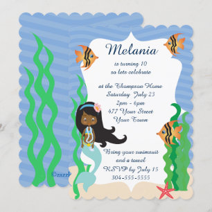Invitation Fête d'anniversaire de la Sirène ethnique