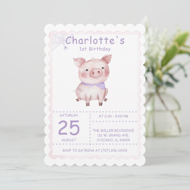 Invitation Fête d'anniversaire de La Toile de Charlotte (Debout devant)