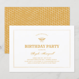 Invitation Fête d'anniversaire de l'abeille et du peigne de m