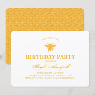 Invitation Fête d'anniversaire de l'abeille et du peigne de m