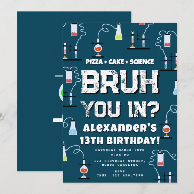 Invitation Fête d'anniversaire de l'adolescent sur le thème d (Devant / Derrière)