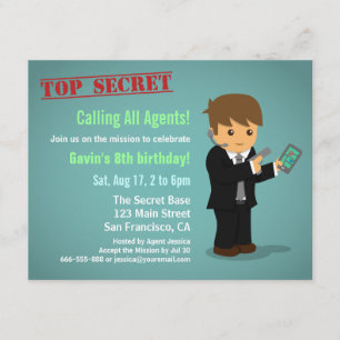 Invitation Fête d'anniversaire de l'agent secret de Boy