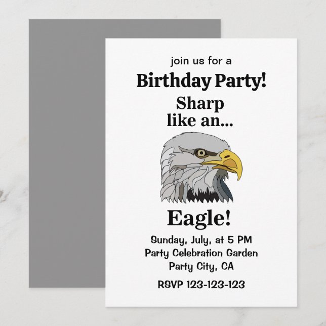 Invitation Fête d'anniversaire de l'Aigle royal (Devant / Derrière)
