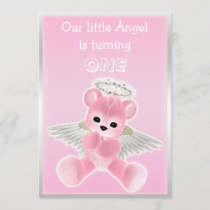 Invitation Fête d'anniversaire de l'Ange rose de la fille Ted