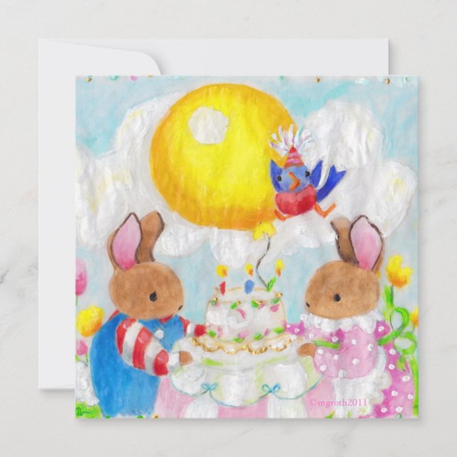 Invitation fête d'anniversaire de lapin (Devant)