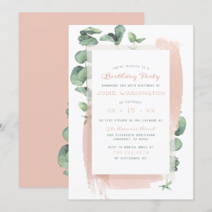 Invitation Fête d'anniversaire de l'Aquarelle rose chic