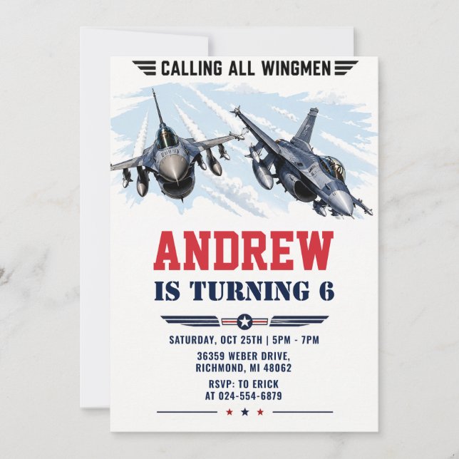 Invitation Fête d'anniversaire de l'armée de l'air de combat  (Devant)