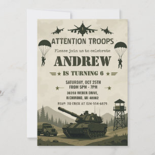 Invitation Fête d'anniversaire de l'armée du soldat personnel