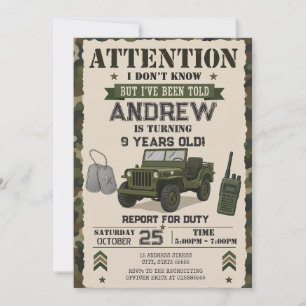 Invitation Fête d'anniversaire de l'armée du soldat personnel